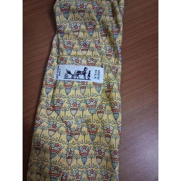 VTG Hermes Paris 100% Silk Neck Tie Men's Yellow Garden Cottage Boho Y2K Retro - Picture 3 of 5